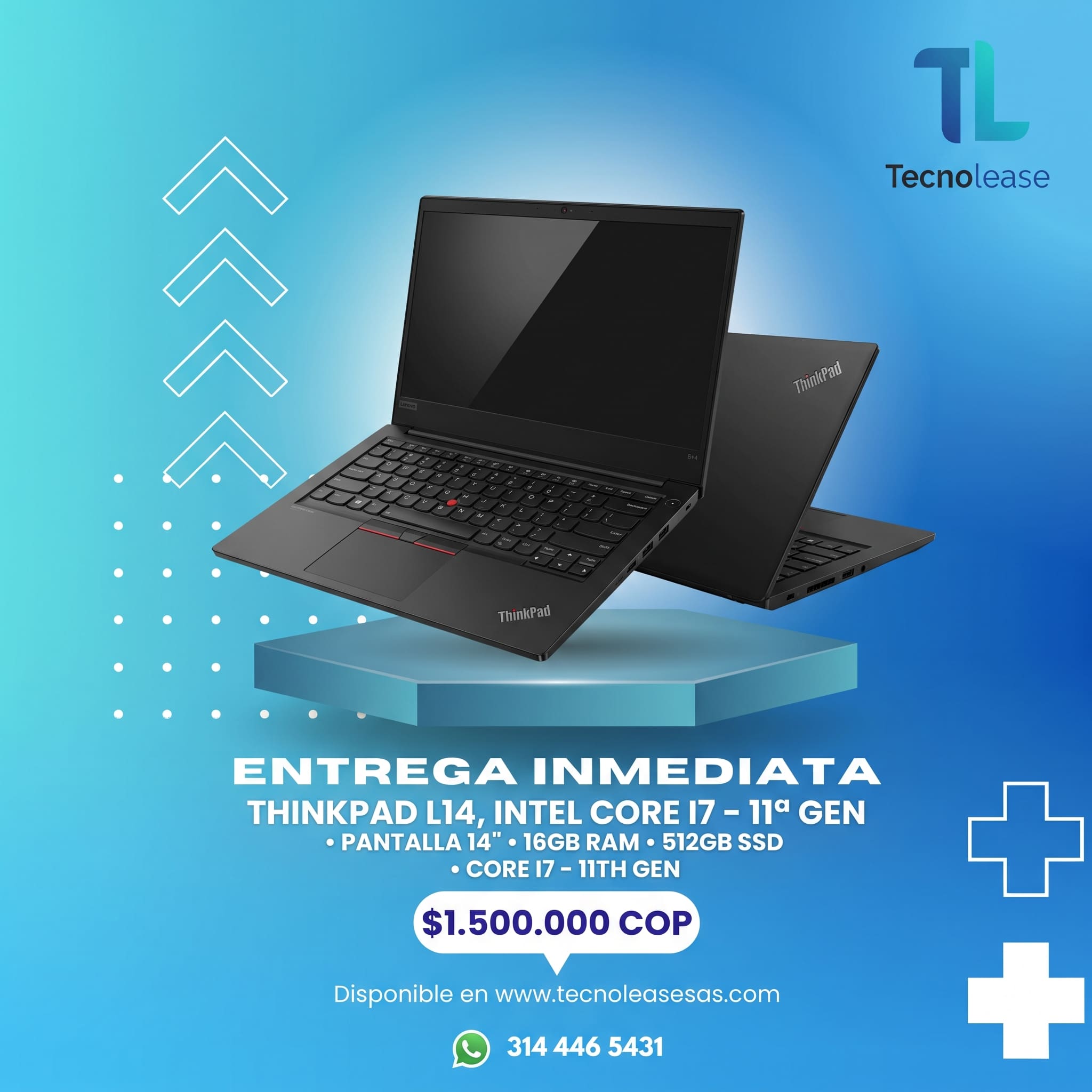 🖥️ Lenovo ThinkPad L14 ⚙️ Procesador Intel Core i7 – 11ª Gen (USADO)
